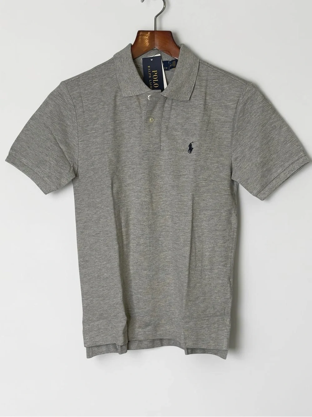 NWT Polo Ralph Lauren Boys M Medium 10-12 Classic Fit Polo Shirt Heather Grey